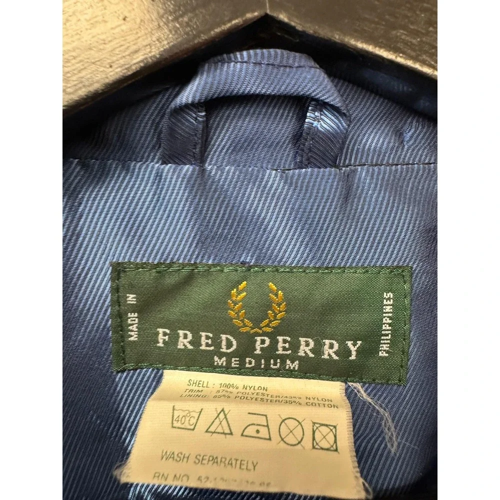 Vintage Fred Perry Jacket‎ Medium Black Striped Colorblock Windbreaker 90s Oi